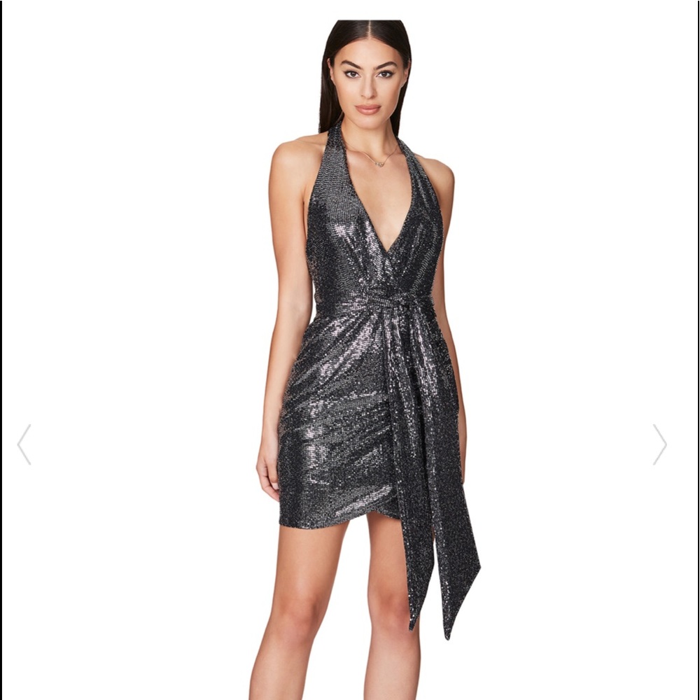 Bellagio Mini dress in gunmetal color. Size M. New with tags